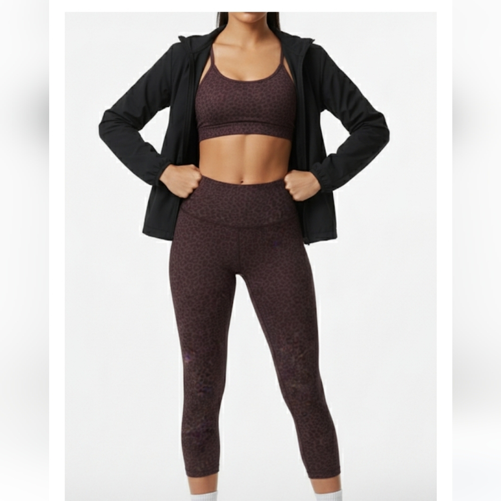 Beyond yoga Brown High-Rise crop ankle Leggings with Stretchy Fit